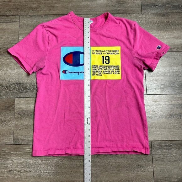 Champion T Shirt Size M Short Sleeve Heritage Tee Pink - Picture 5 of 5